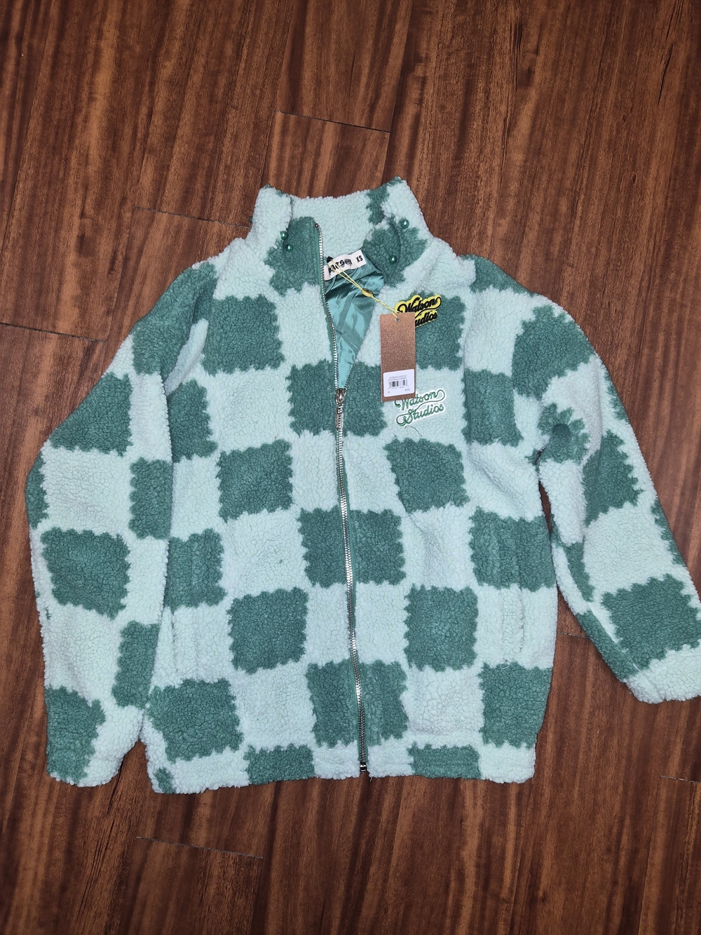 Studio Green Checkerboard Sherpa Zip Jacket